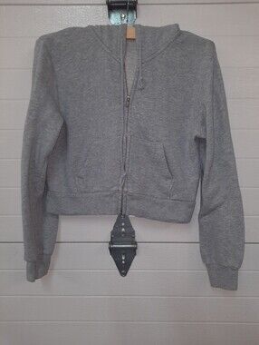 Brandy Melville Light Gray Hooded Zip Sweatshirt